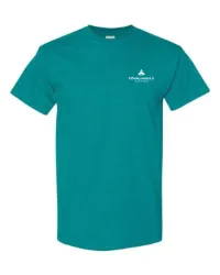 2.5" W- White+Base Logo- Screen Printed- Gildan Heavy Cotton 100% Cotton T-Shirt – Antique Jade, M