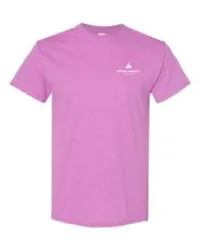 2.5" W- White+Base Logo- Screen Printed- Gildan Heavy Cotton 100% Cotton T-Shirt – Heather radiant Orchid, S