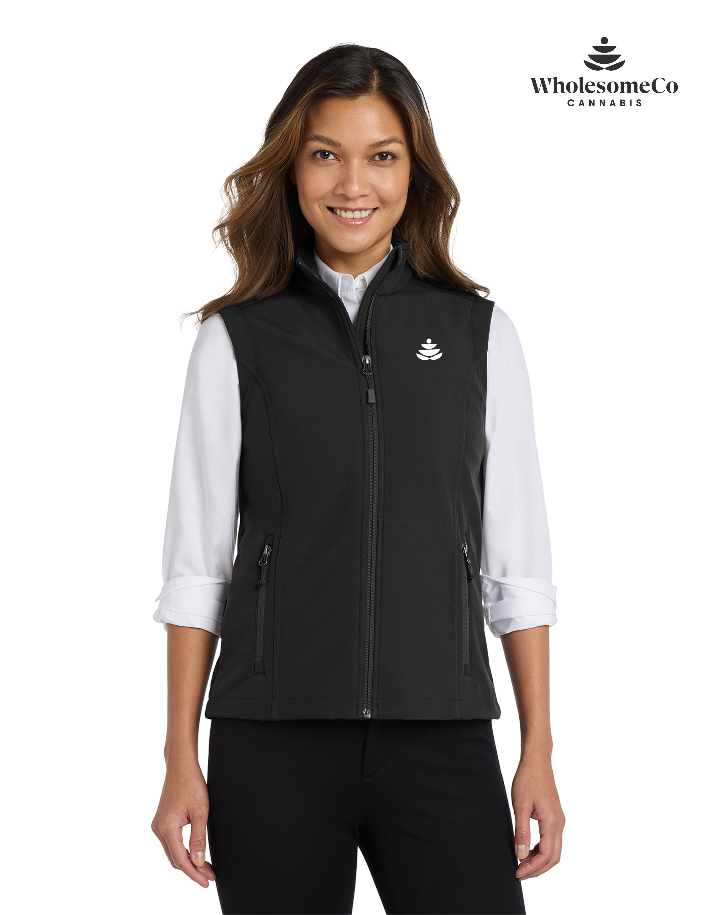 Port Authority Women's Core Soft Shell Vest – white logo, XL