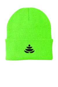 2.5" Embroidery - Port Authority CP90 Cuffed Beanie – Neon Green - Black Thread, Icon only