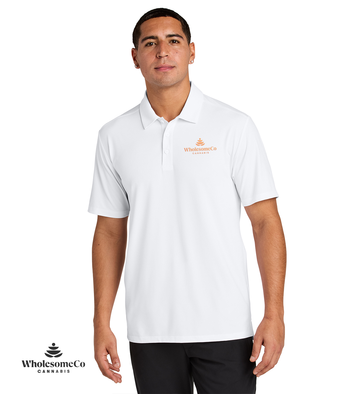 Sport-Tek ST490 Versa Polo – White with Copper Logo, L