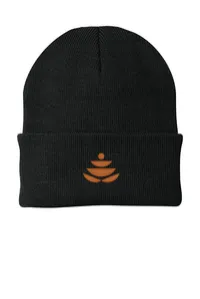 2.5" Embroidery - Port Authority CP90 Cuffed Beanie – Black - Copper Thread, Icon only