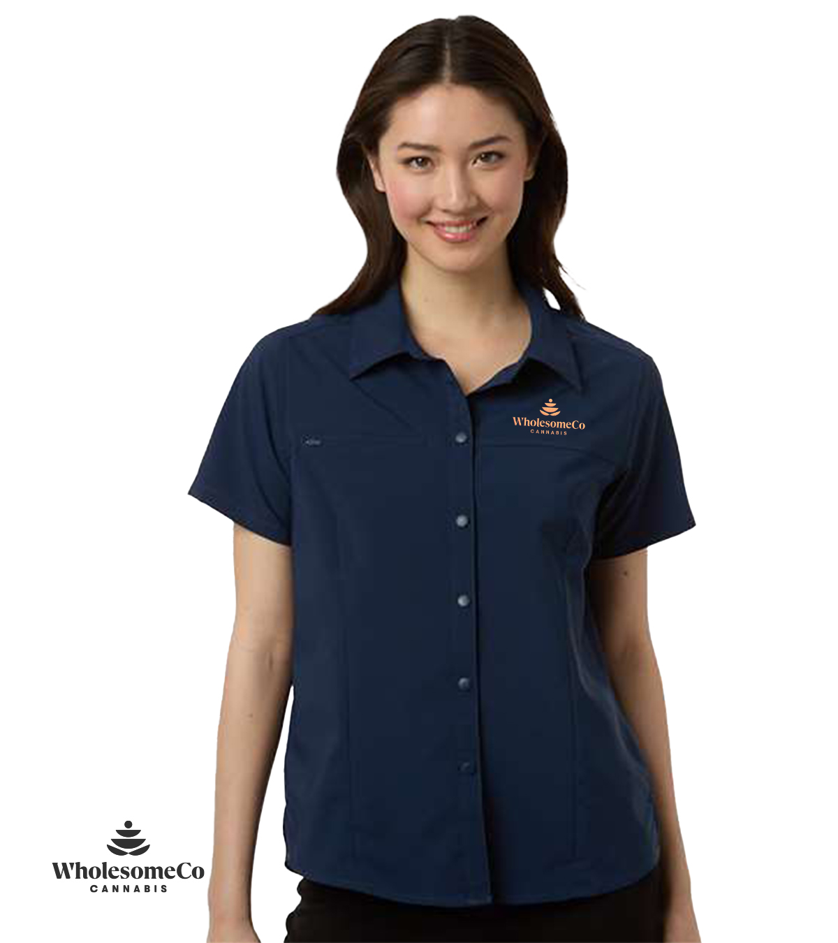 Core 365 CE520W Women's UltraUVP Shoreline Staff Shirt – Classic Navy with Copper Logo, XS