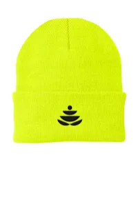 2.5" Embroidery - Port Authority CP90 Cuffed Beanie – Neon Yellow - Black Thread, Icon only