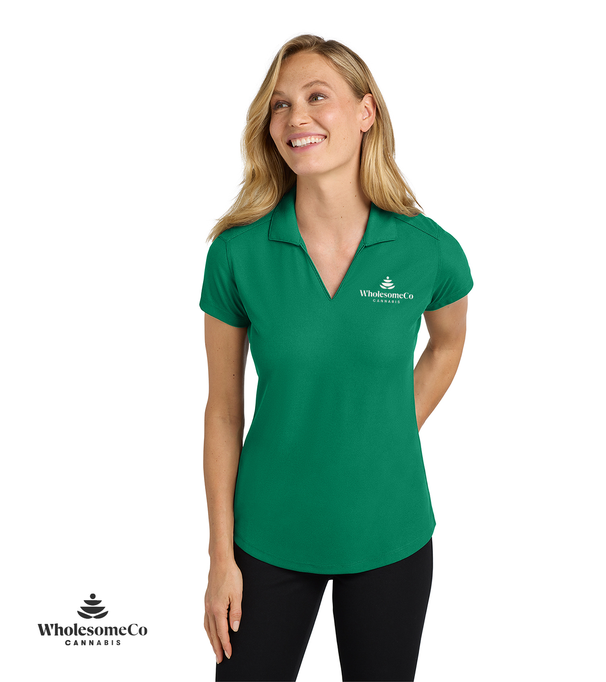 Port Authority L572 Women's Dry Zone Grid Polo – Green Jewel with White Logo, XS