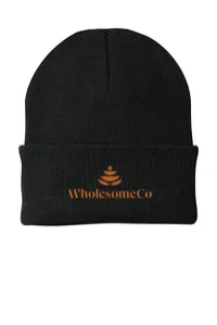 2.5" Embroidery - Port Authority CP90 Cuffed Beanie – Black - Copper Thread, Logo with wording