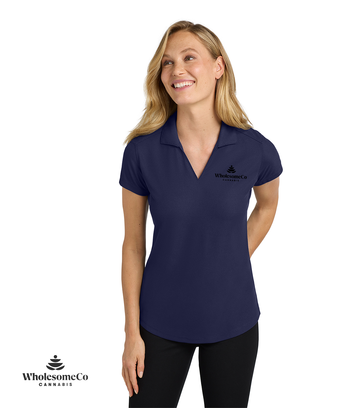 Port Authority L572 Women's Dry Zone Grid Polo – True Navy with Black Logo, XS