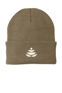 2.5" Embroidery - Port Authority CP90 Cuffed Beanie – Coyote Brown - White Thread, Icon only