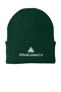 2.5" Embroidery - Port Authority CP90 Cuffed Beanie – Athletic Green - White Thread, Logo with wording