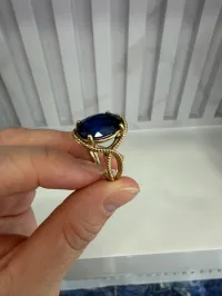 14K Gold Blue Stone Statement Ring – Image 2