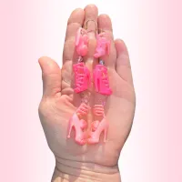 Pink Pop Art Doll Shoe Dangle Earrings – Image 2