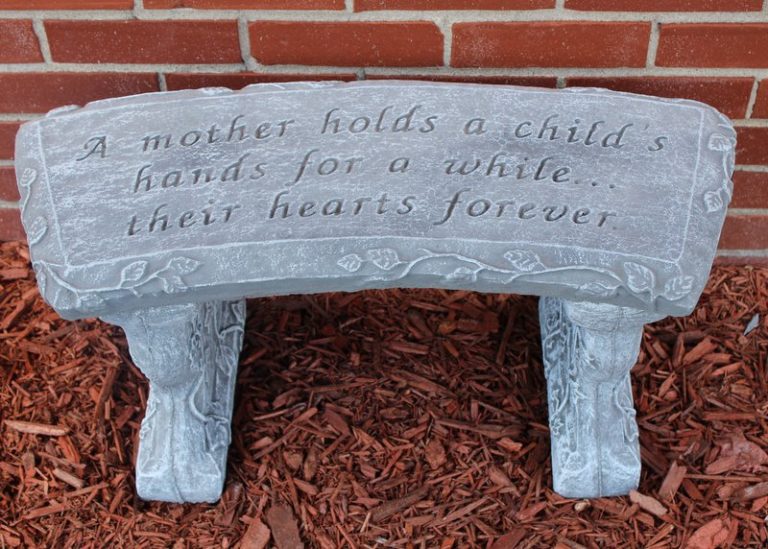 "A Mother Holds a Child's Hands" Memorial Garden Bench – Image 1