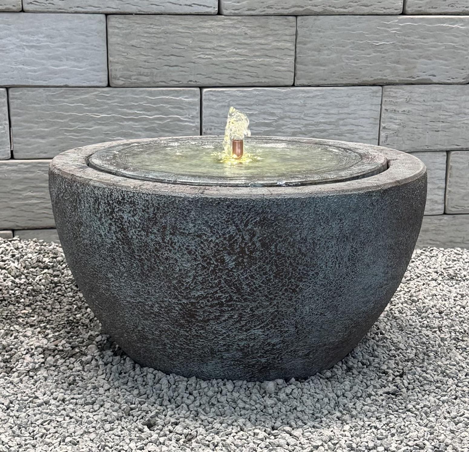 TRANQUILITY 14" MODERN OUTDOOR BUBBLER FOUNTAIN WITH LIGHT – Image 2