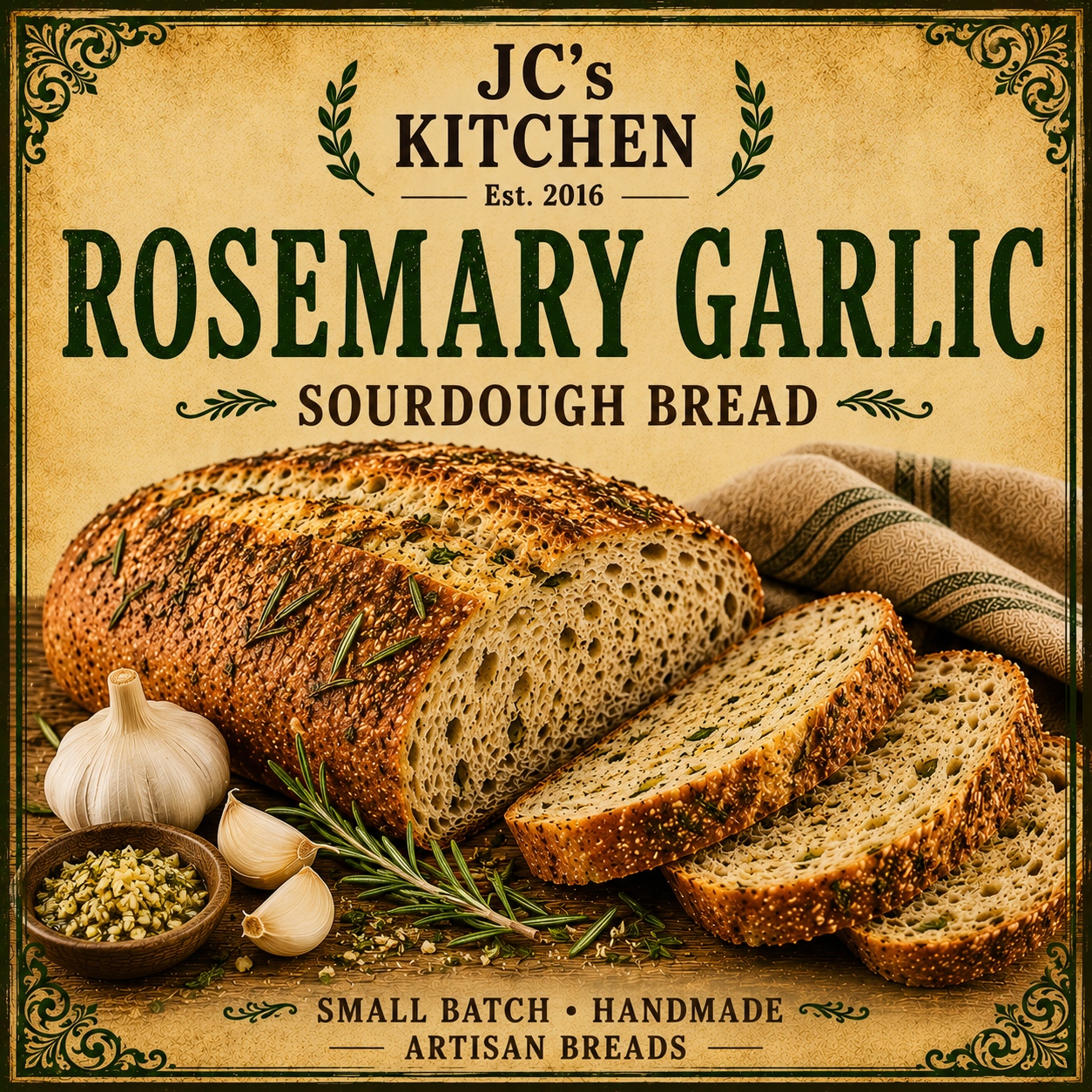 Rosemary Garlic Sourdough Bread – Image 1