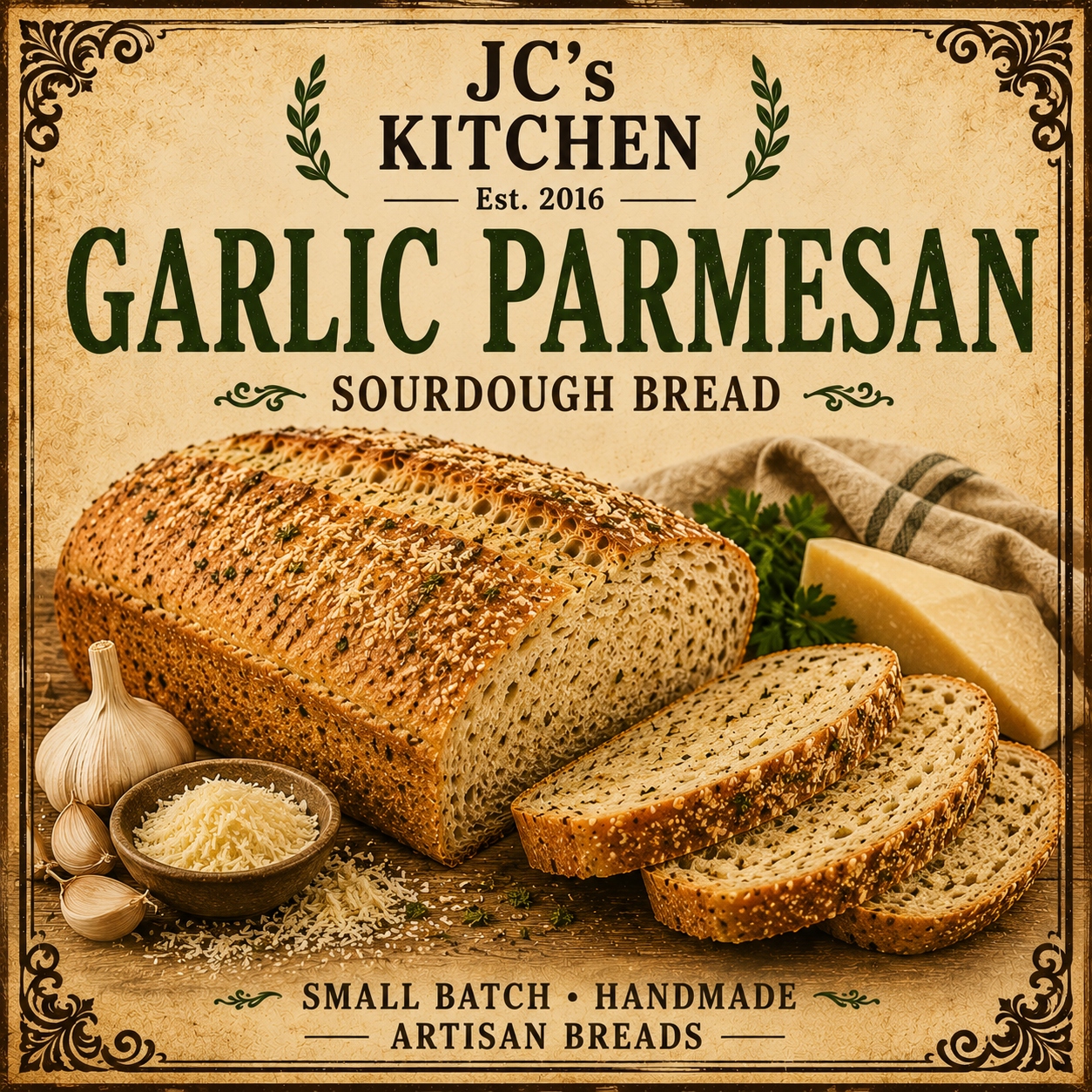 Garlic Parmesan Sourdough Bread – Image 1