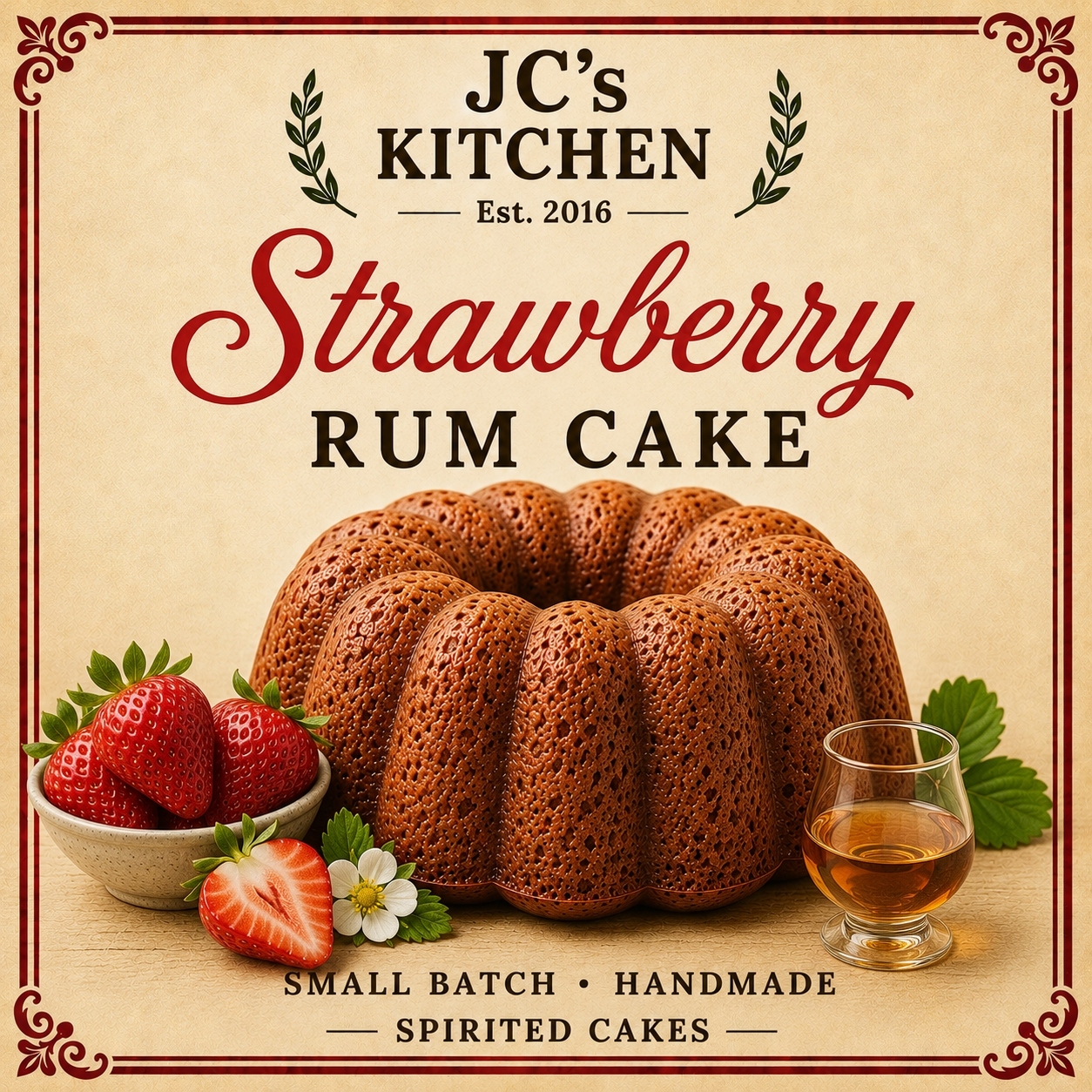 Strawberry Rum Cake – Image 1