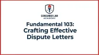 Fundamental 103: Crafting Effective Dispute Letters – Image 1