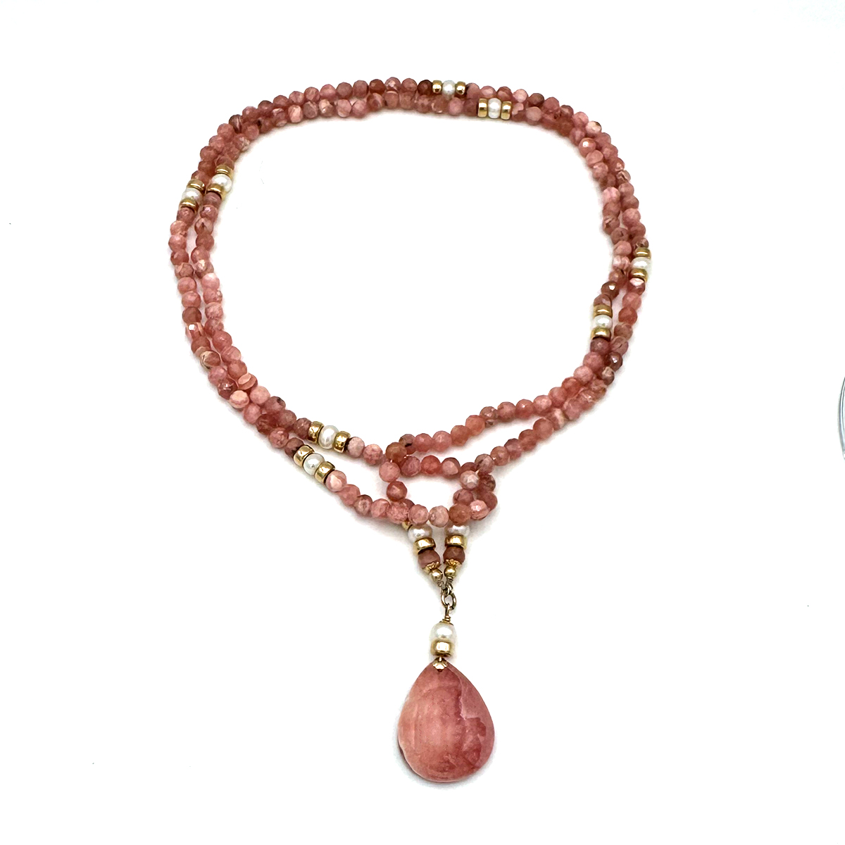 Elemental Luxe Necklace | Rhodochrosite & Pearl – Image 1