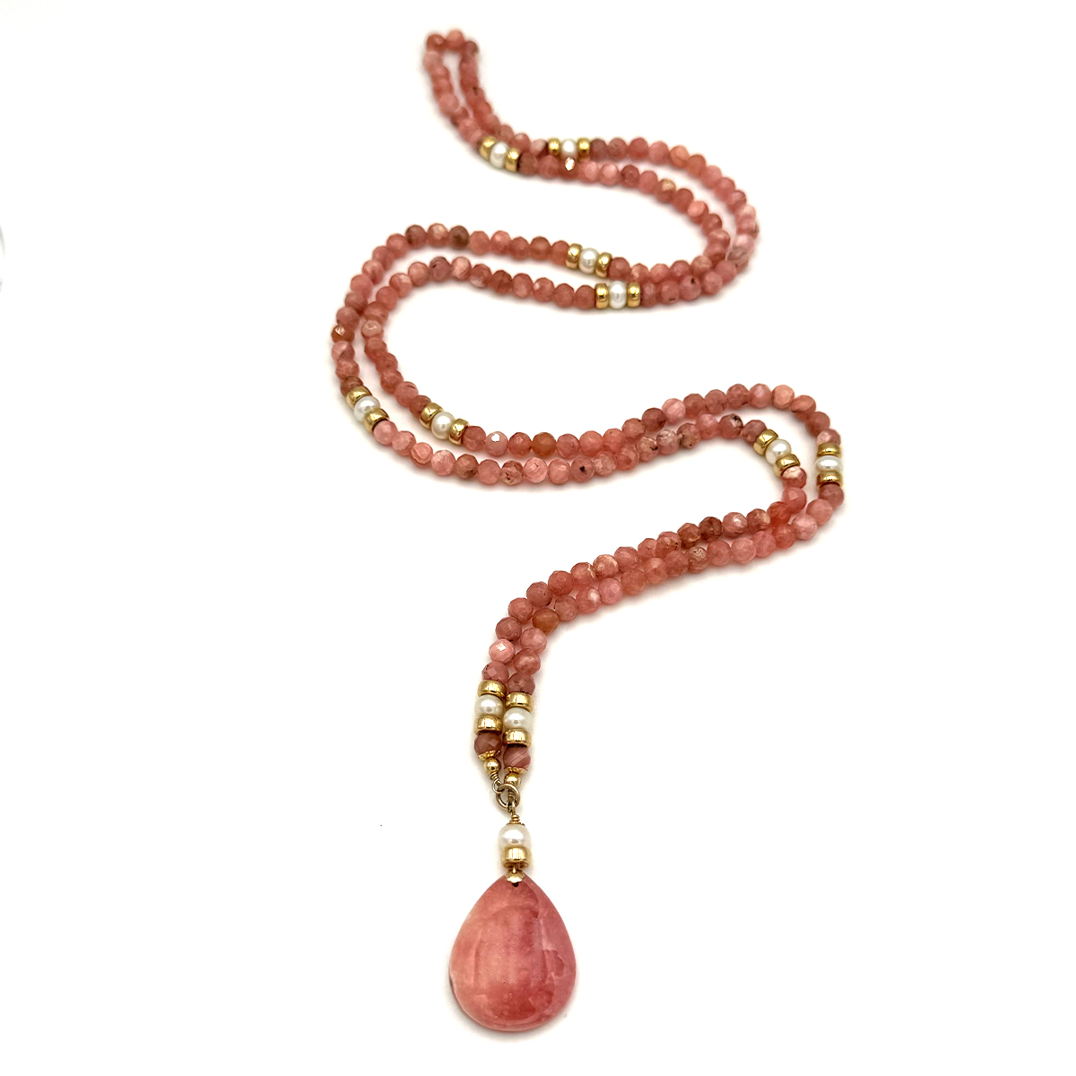 Elemental Luxe Necklace | Rhodochrosite & Pearl – Image 2