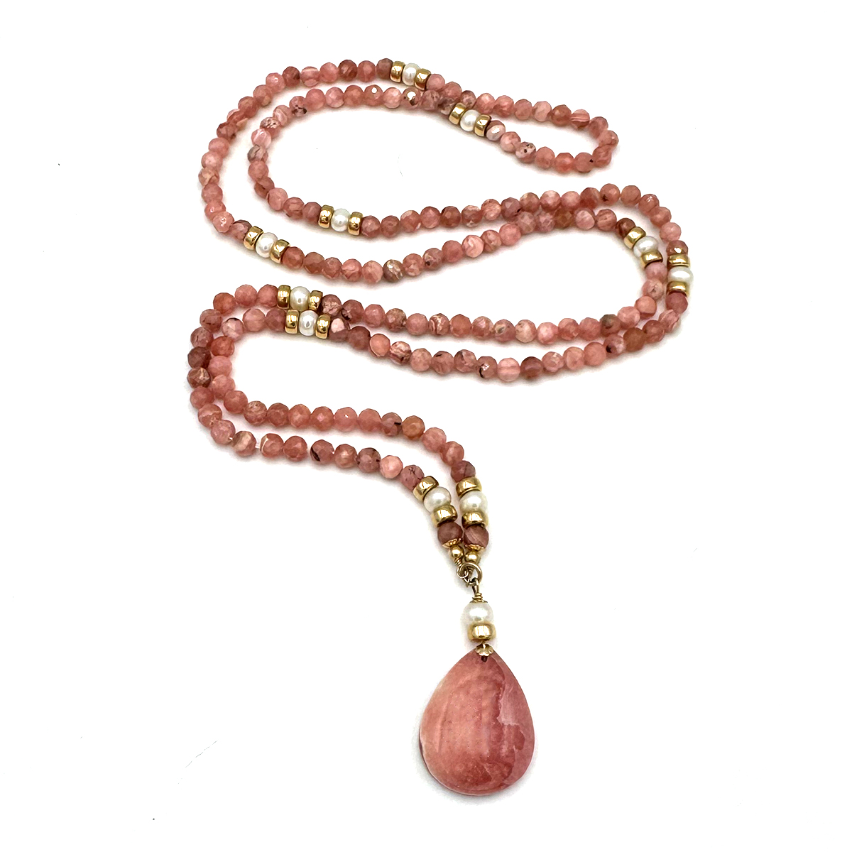 Elemental Luxe Necklace | Rhodochrosite & Pearl – Image 3