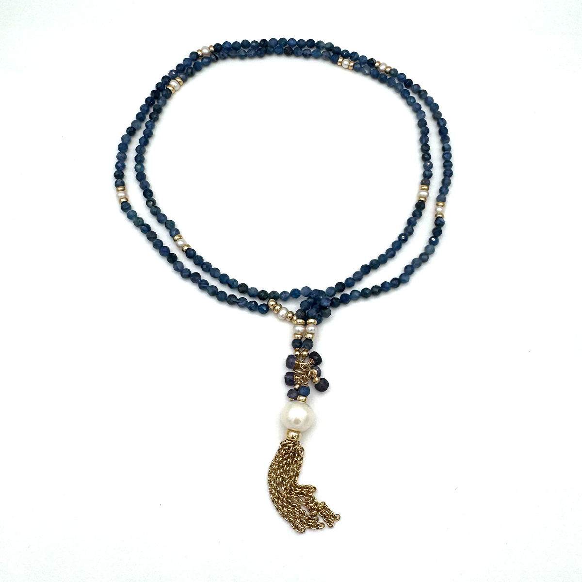 Elemental Luxe Necklace | Blue Sapphire & Pearl – Image 2