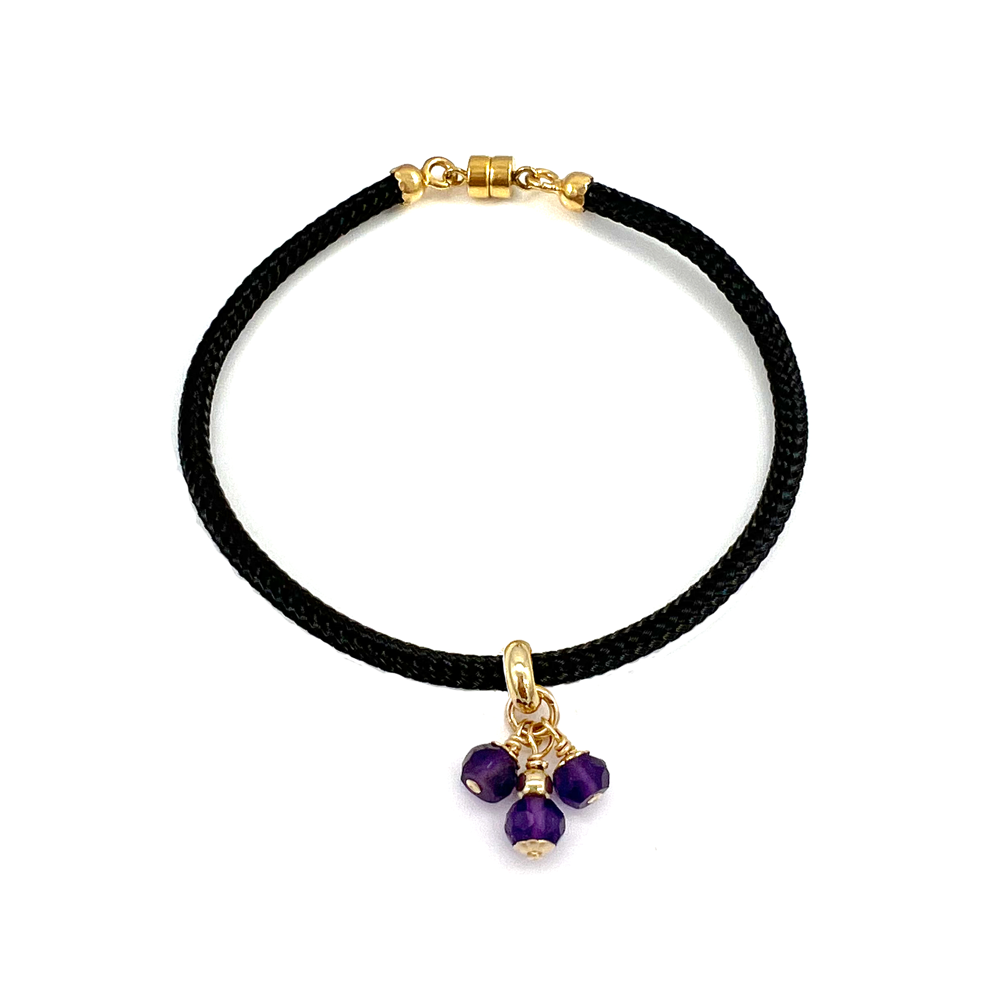 Elemental Birthstone Charm Bracelet – Aquarius, Black