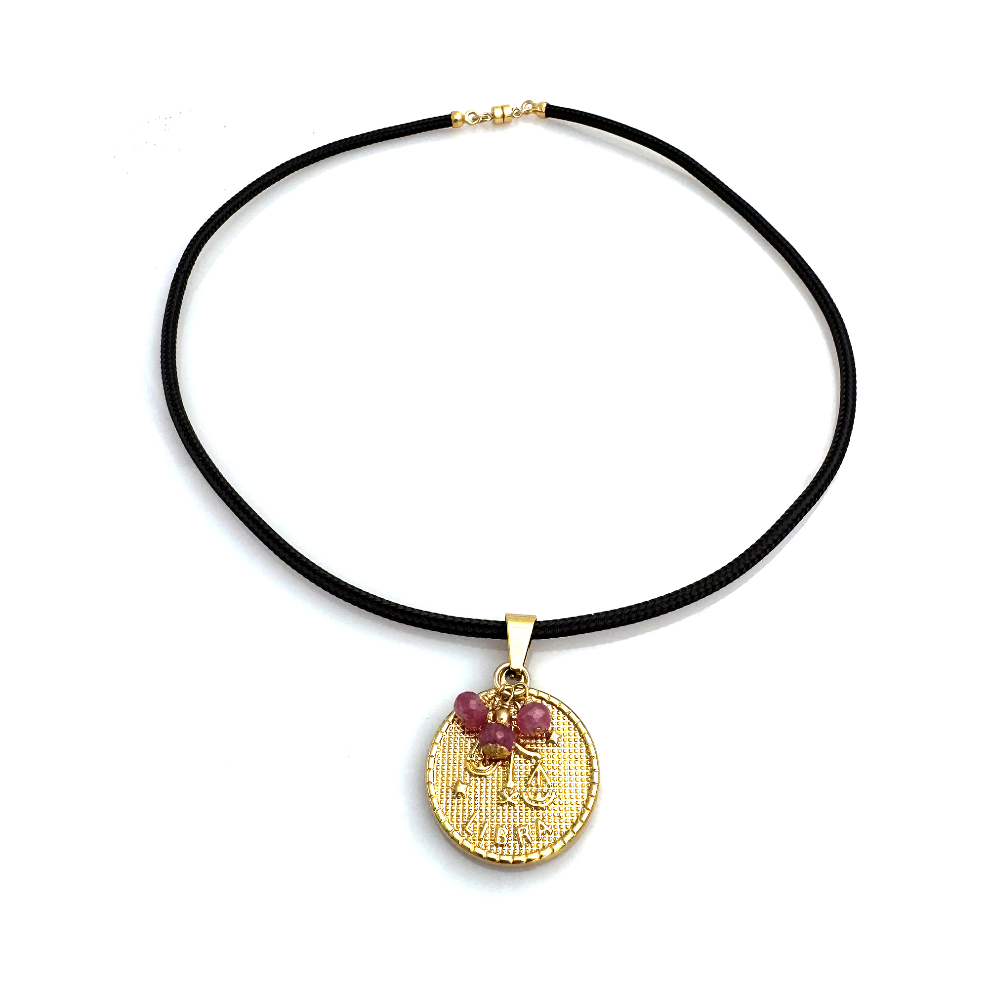 Elemental Medallion Birthstone Necklace – Libra, Black