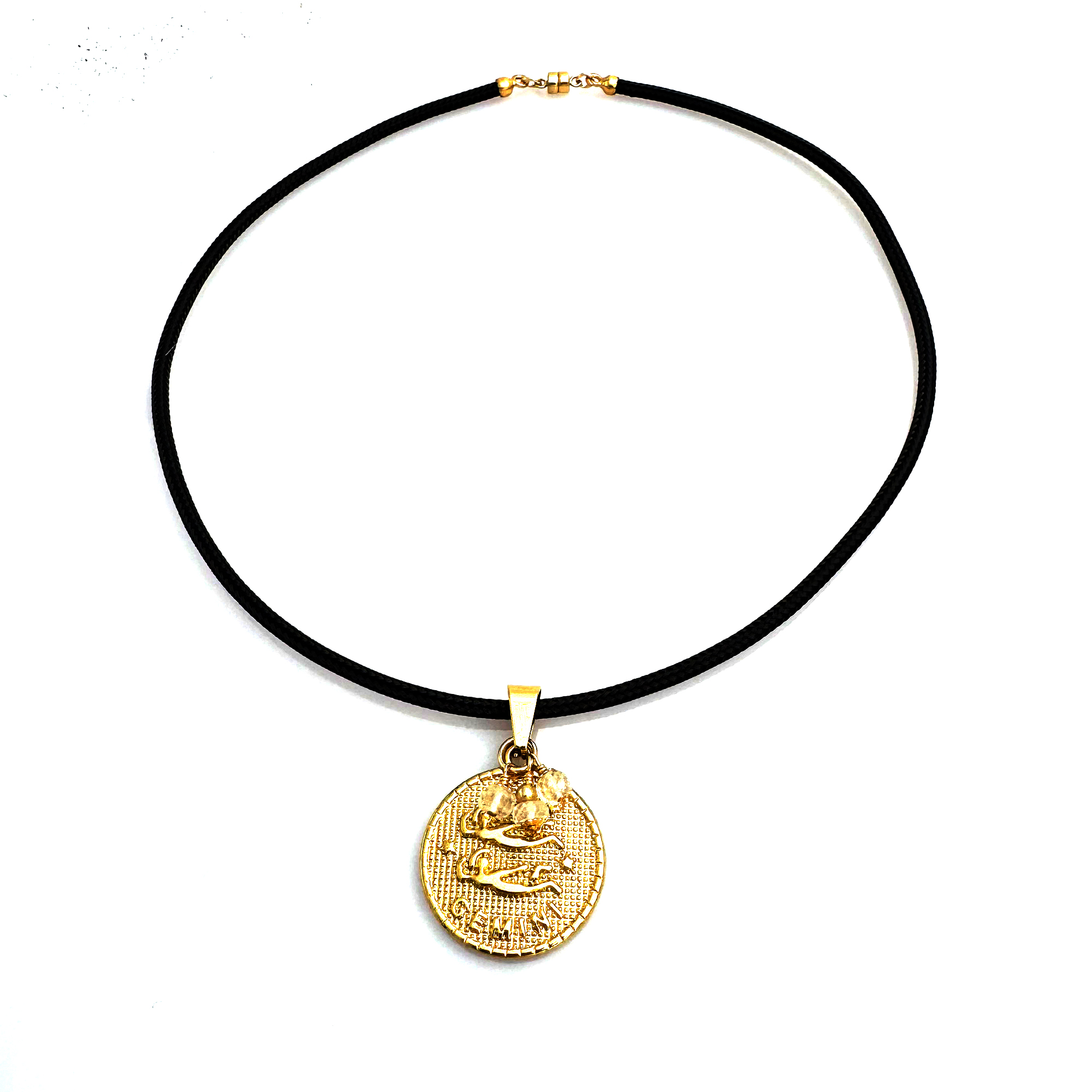 Elemental Medallion Birthstone Necklace – Gemini, Black