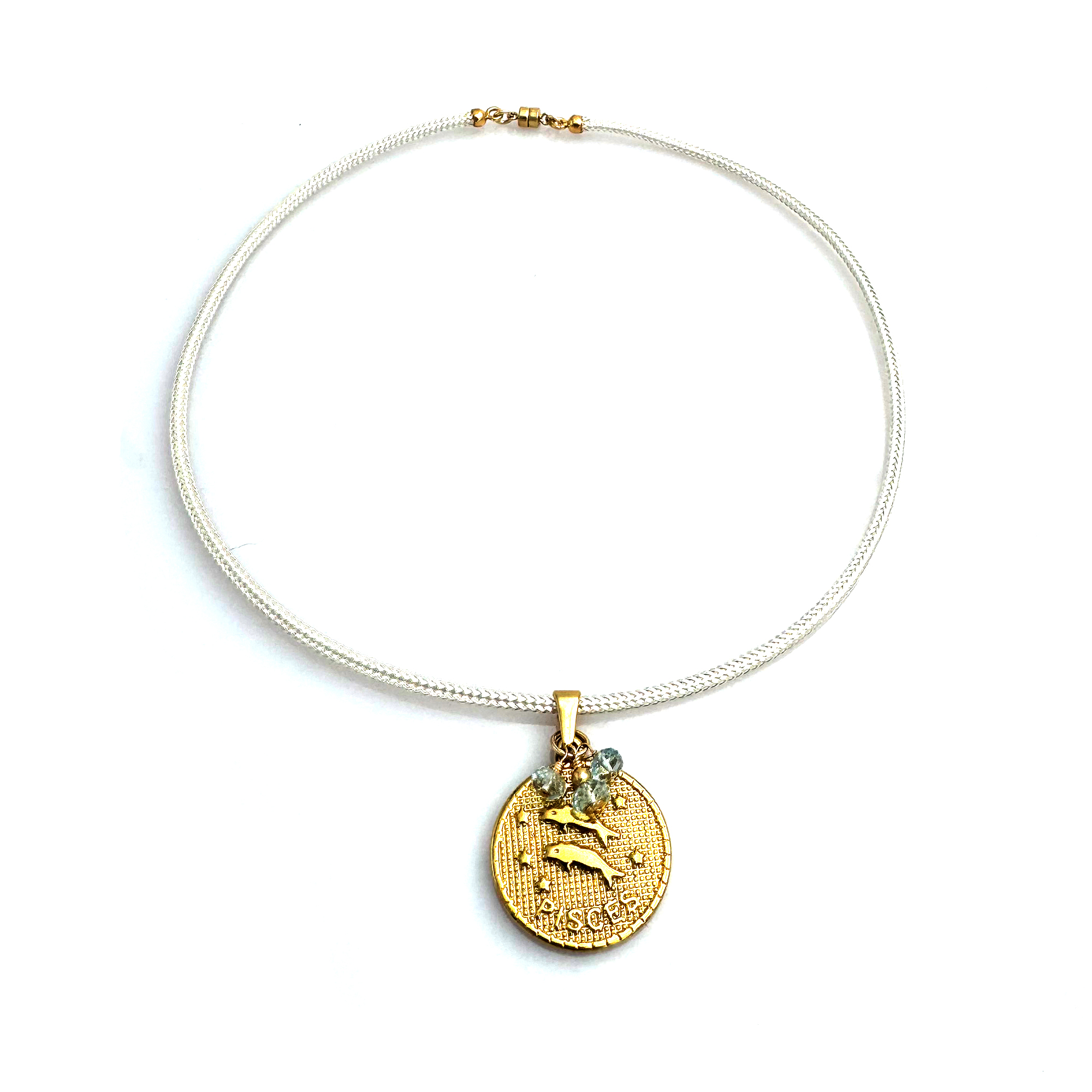Elemental Medallion Birthstone Necklace – Pisces, Black