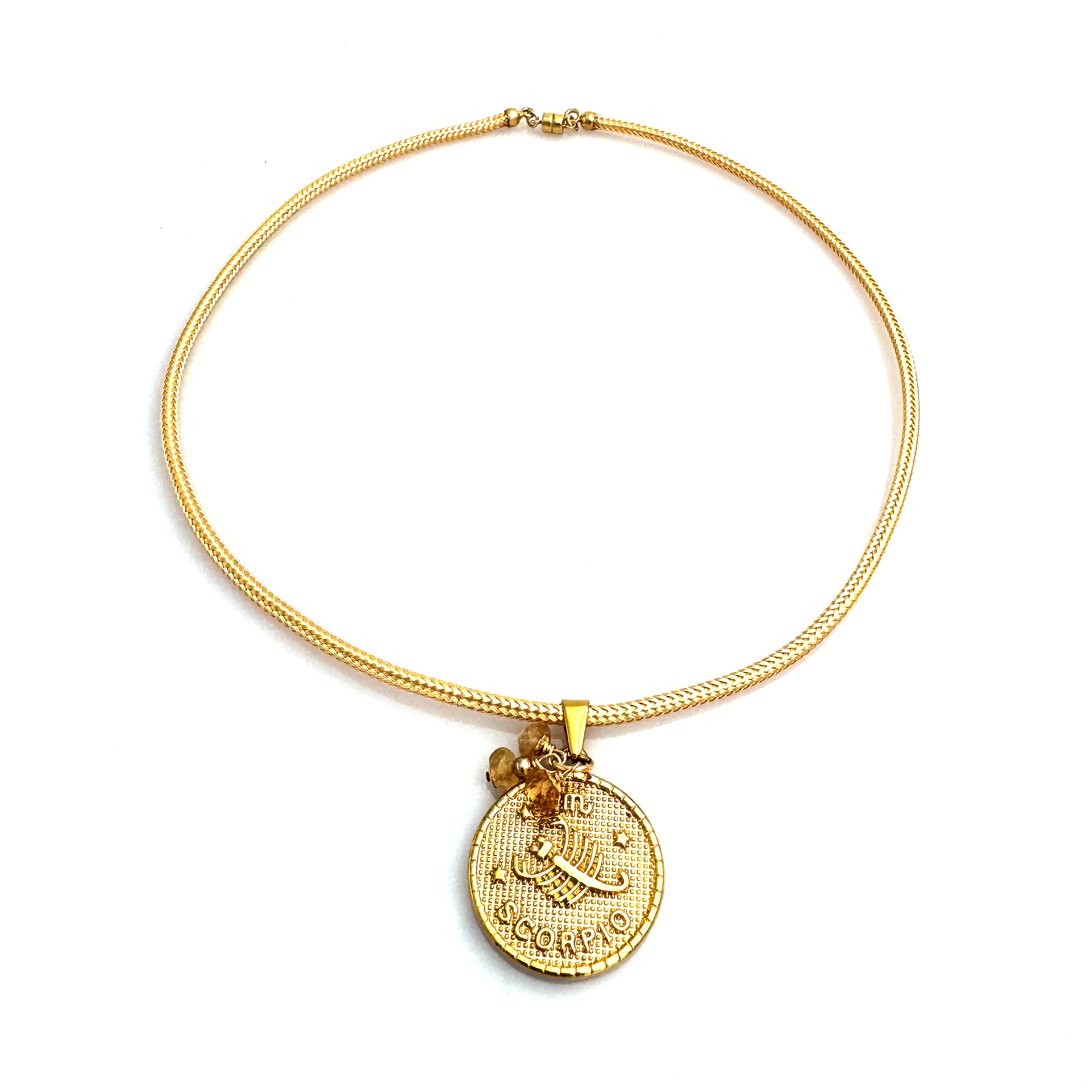 Elemental Medallion Birthstone Necklace – Scorpio, Black