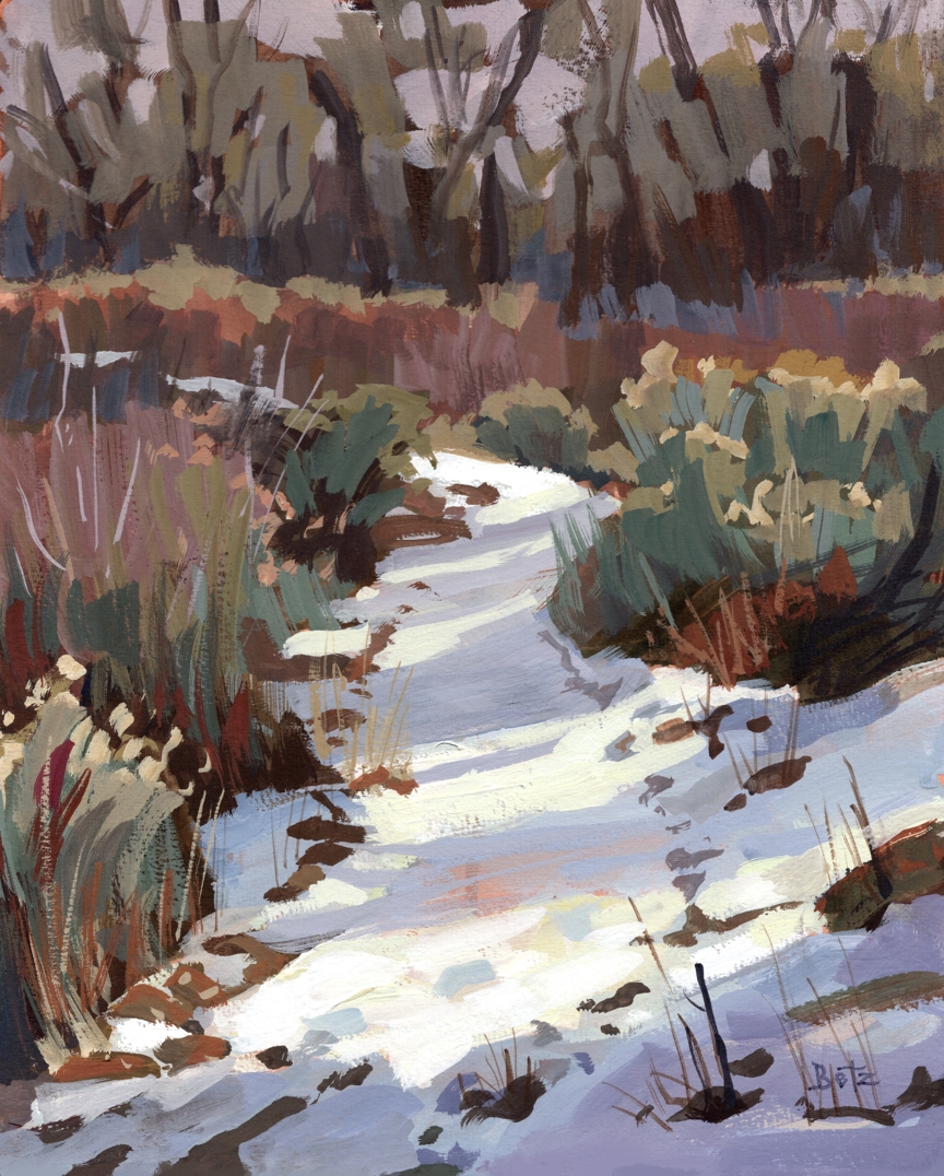 Winter's Path | Original Gouache Painting – Image 1