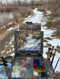 Winter's Path | Original Gouache Painting – Image 2