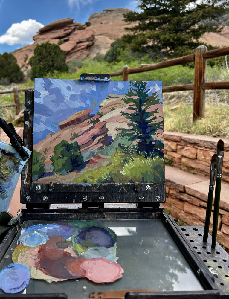Red Rocks Geological View | Original Gouache Painting – Image 2