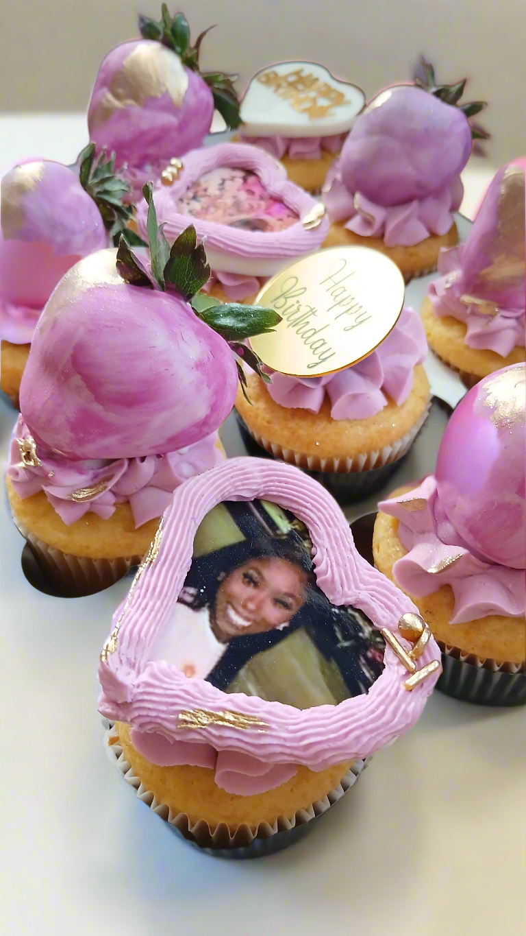 1 Dozen Cupcakes Topped with Dipped Berries – Image 1