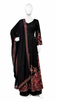 Sequnece Black party wear Anarkali – Image 2