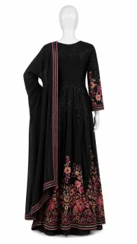 Sequnece Black party wear Anarkali – Image 3