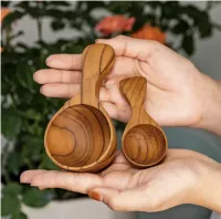 Teak Wood Powder and Spice Serving Spoon - Jumbo – Image 2