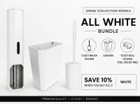 Signa Bundle – All White – 1x toiler brush holder, 1x Signa Sanitary Bin 18L , 1x TR2 toilet roll holder