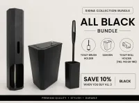 Signa Bundle – All Black – 1x toiler brush holder, 1x Signa Sanitary Bin 18L , 1x TR2 toilet roll holder