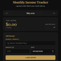 Monthly Income Tracker – Personal Use Only