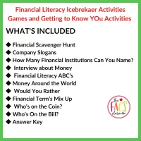 Back to School | Financial Literacy Ice Breaker Activities | High School | FCS – Image 3