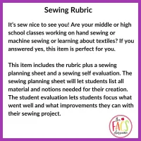 Hand or Machine Sewing Project Rubric | FCS | Family and Consumer Sciences – Image 4