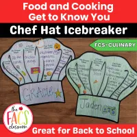 Back to School Ice Breaker Chef’s Hat All About Me | FCS | Food and Cooking – Image 1