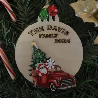Christmas Trucks Ornaments – Santa Tree Red Truck, White