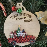Christmas Trucks Ornaments – Plaid Red Truck, White