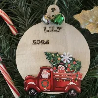 Christmas Trucks Ornaments – Santa Snowman Red Truck, White