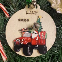 Christmas Trucks Ornaments – Big tire Red Truck, White