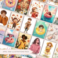 April Raw Illustrations Pack – Image 1