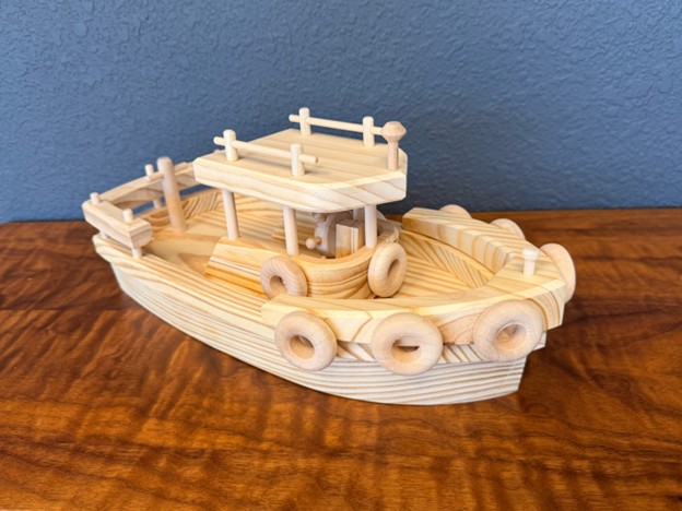 Toy Tug Boat Wood Model – Image 1