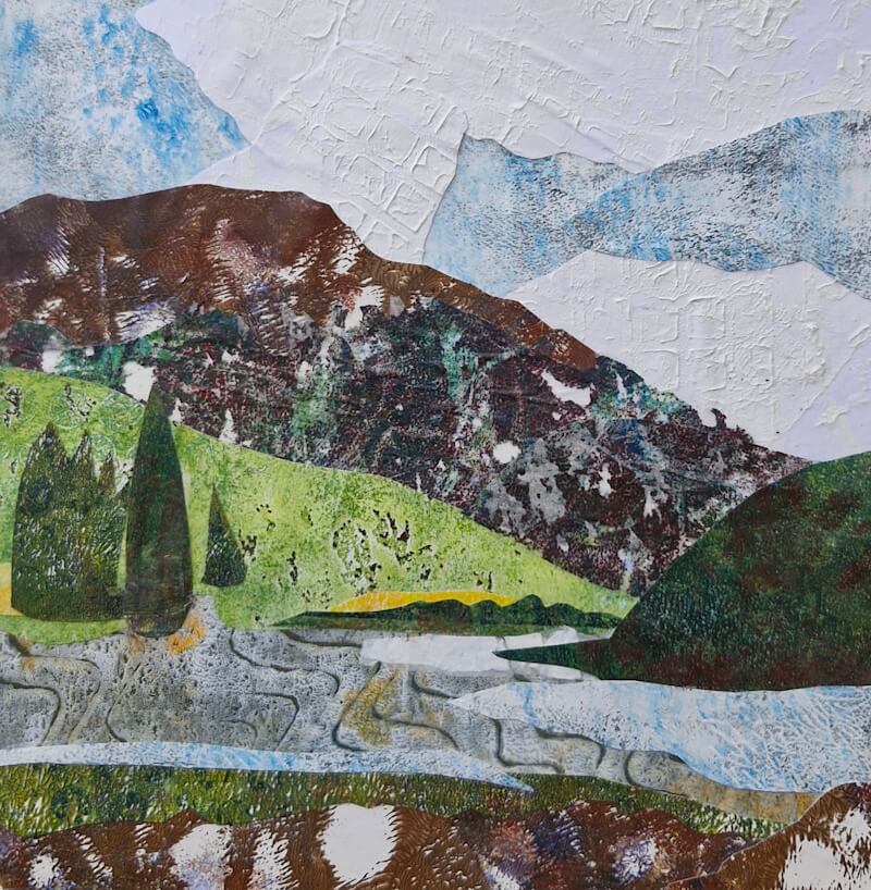 ‘Whispers of the Mountains; - Collage geïnspireerd op het Canadese berglandschap – Afbeelding 2